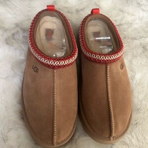 UGG Men's Chestnut Suede Slip-On Clog with Red Trim